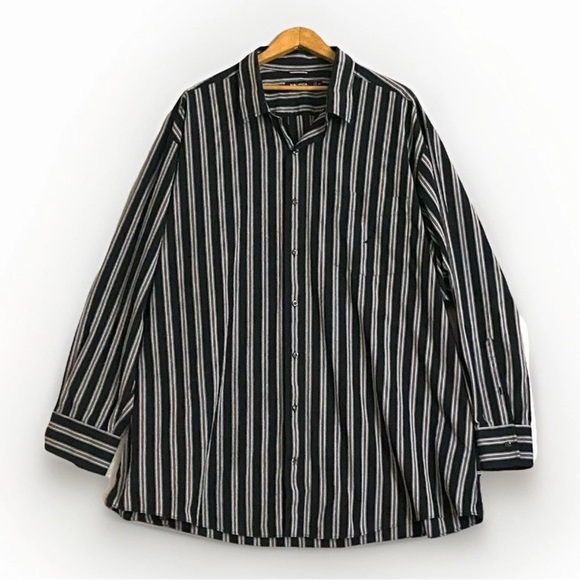 NAUTICA Men's Classic Long Sleeve Shirt Button Down Size 3X Black Striped - Picture 1 of 9